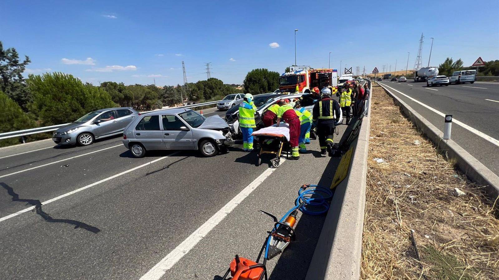 Dos heridos al chocar dos vehículos en la M-50 a la altura de Majadahonda